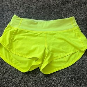 Lululemon size 2 speed up neon yellow shorts!